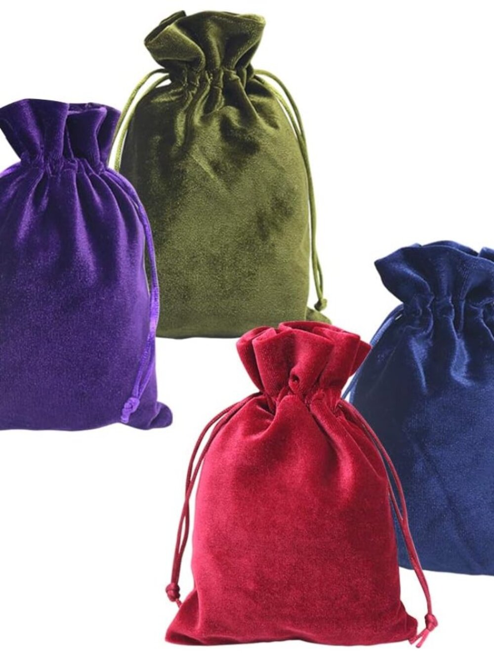 4pcs Soft Velvet Gift Bags 5.1x7.8 in Small Drawstring Bags